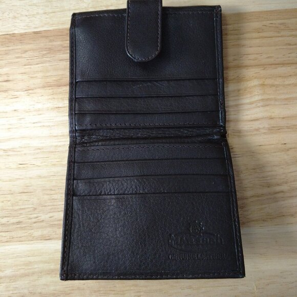 Marshal Men's Brown Genuine Leather Bifold Card Wallet Snap Closure Change - Picture 2 of 4